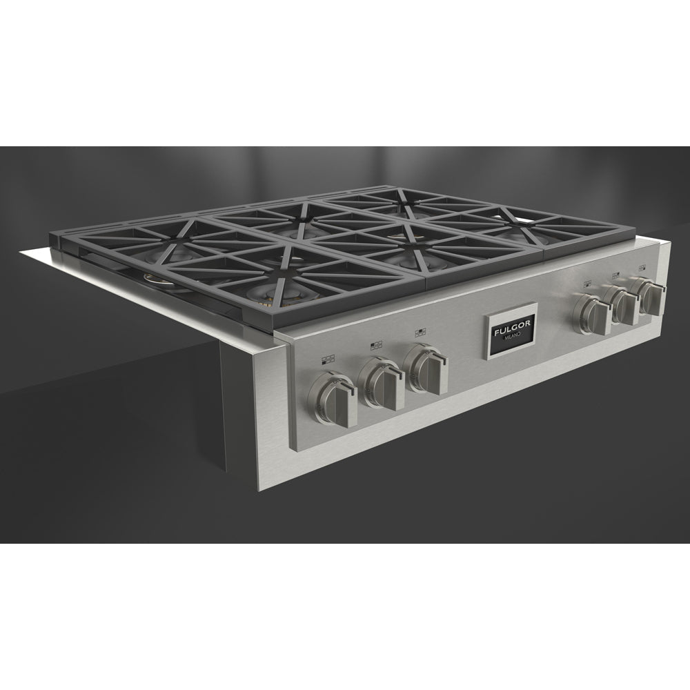 Fulgor Milano 36 in. 600 Professional Series All Gas Range Top in Stainless Steel (F6GRT366S1)-