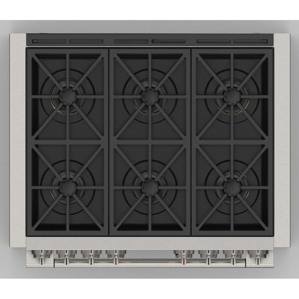 Fulgor Milano 36 in. 600 Series Dual Fuel Range with 6 Burners in Stainless Steel (F6PDF366S1)-