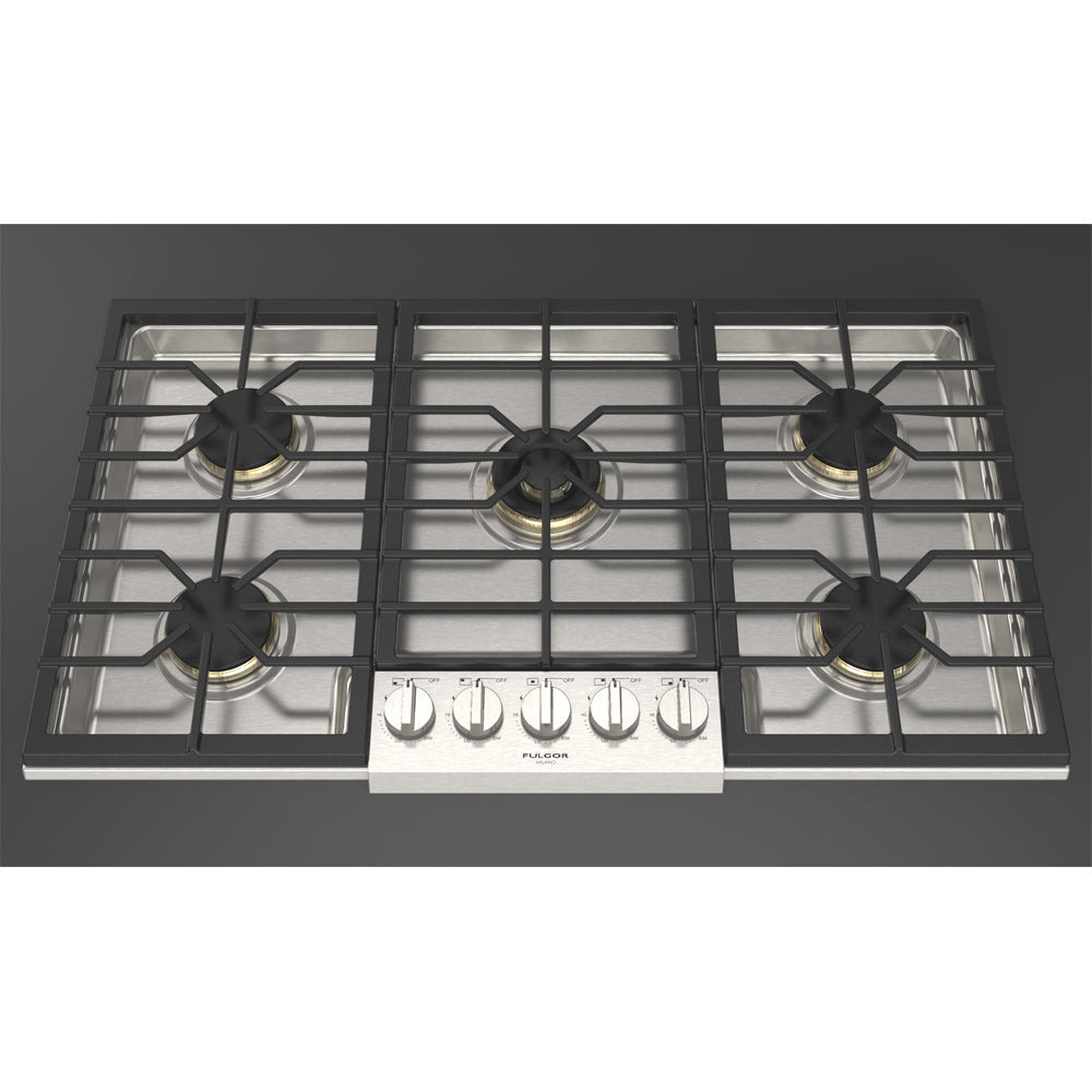 Fulgor Milano 36 in. 600 Series Gas Cooktop with 5 Burners in Stainless Steel (F6PGK365S1)-