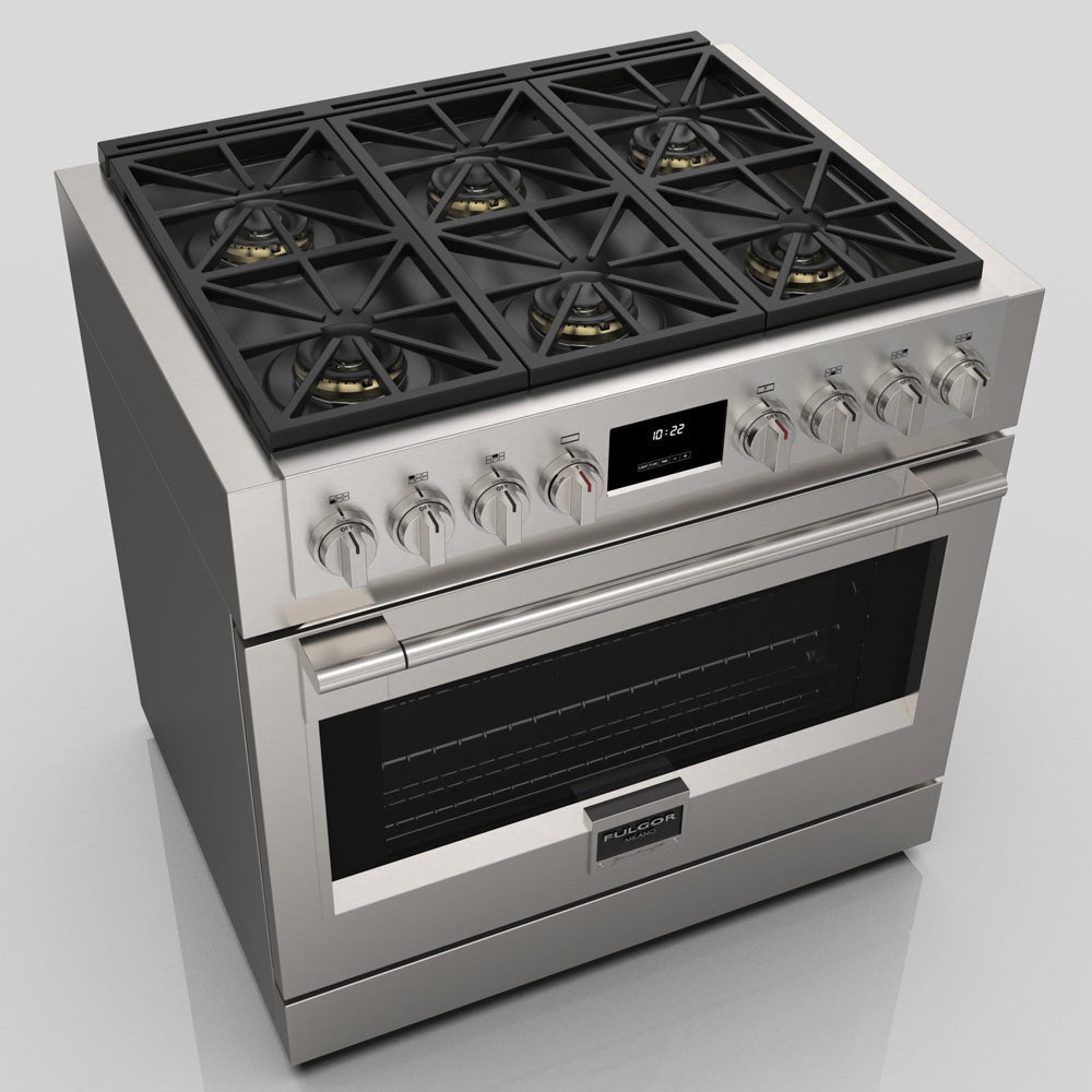 Fulgor Milano 36 in. 600 Series Pro All Gas Range with 6 Burners in Stainless Steel (F6PGR366S2)-