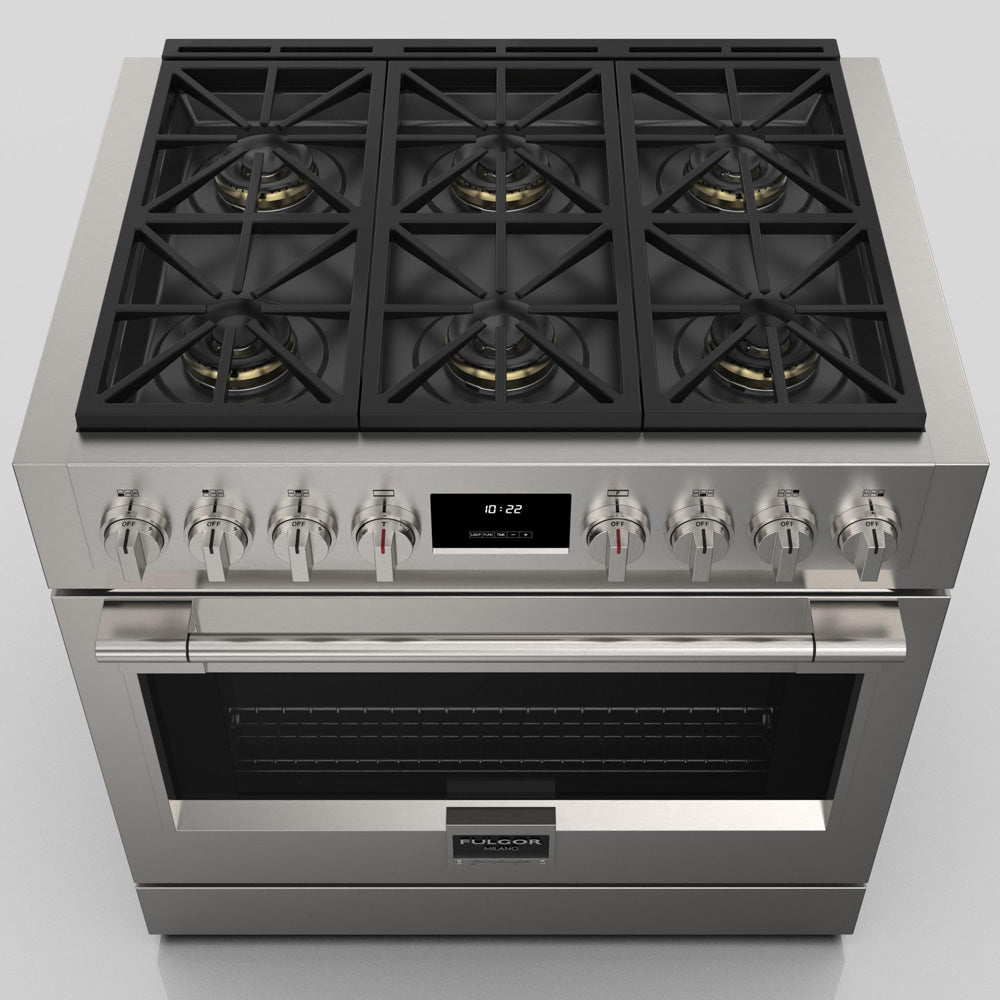 Fulgor Milano 36 in. 600 Series Pro All Gas Range with 6 Burners in Stainless Steel (F6PGR366S2)-