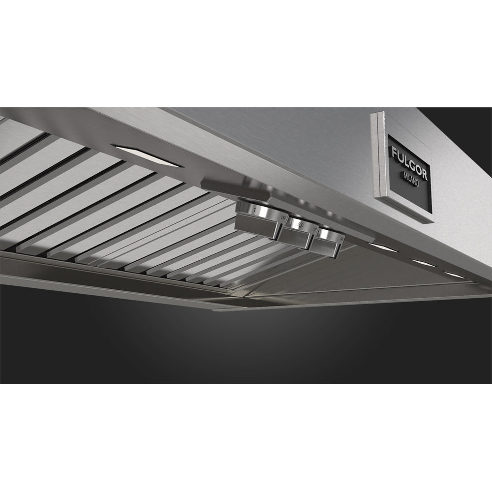 Fulgor Milano 48 in. 1000 CFM Professional Wall Mount Range Hood in Stainless Steel (F6PC48DS1)-