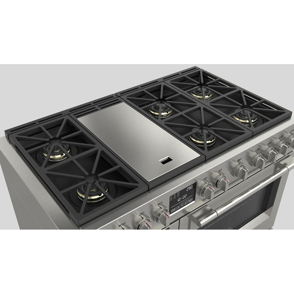 Fulgor Milano 48 in. 600 Series Dual Fuel Range with 6 Burners and Trilaminate Griddle in Stainless Steel (F6PDF486GS1)-