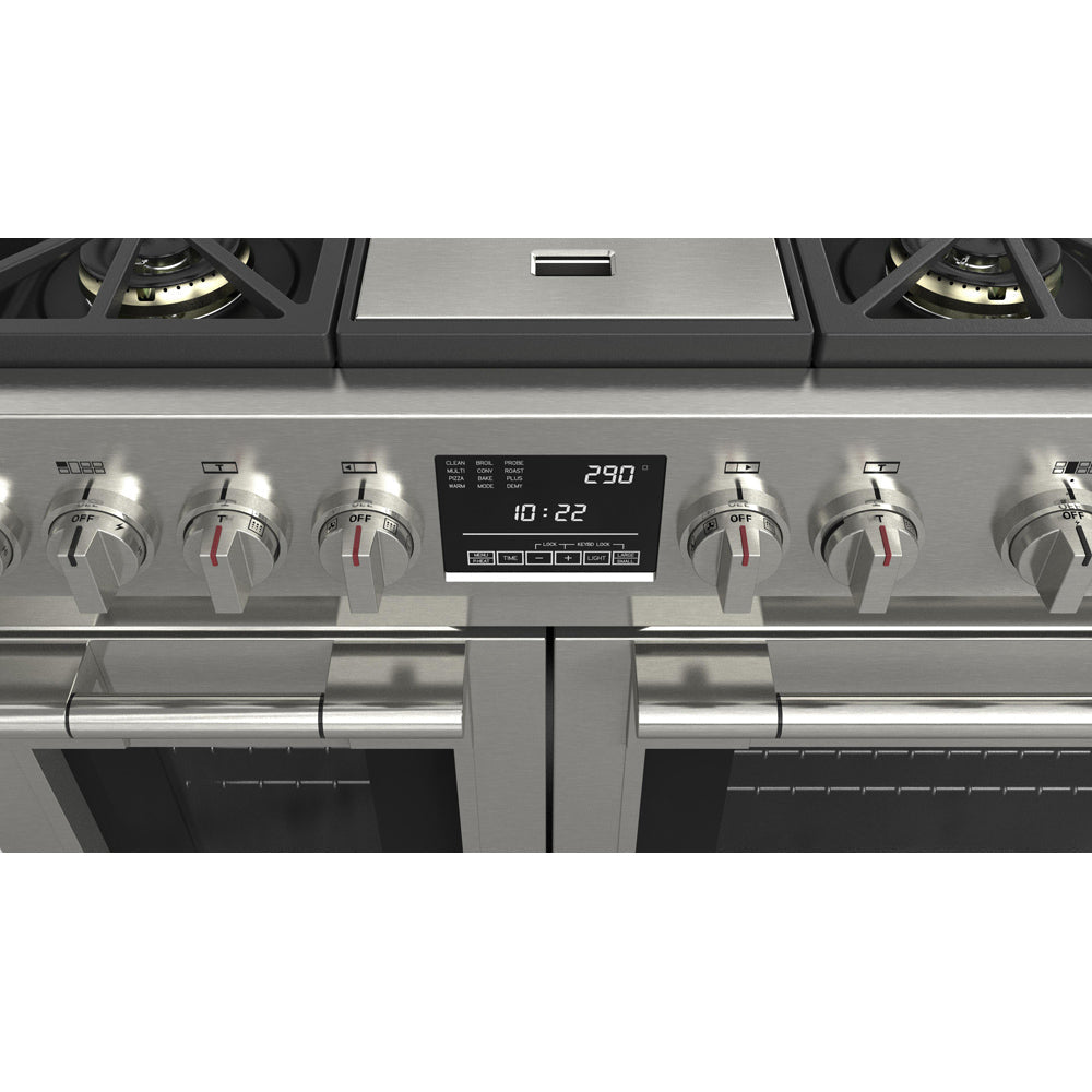 Fulgor Milano 48 in. 600 Series Dual Fuel Range with 6 Burners and Trilaminate Griddle in Stainless Steel (F6PDF486GS1)-