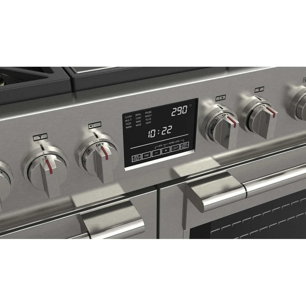 Fulgor Milano 48 in. 600 Series Dual Fuel Range with 6 Burners and Trilaminate Griddle in Stainless Steel (F6PDF486GS1)-
