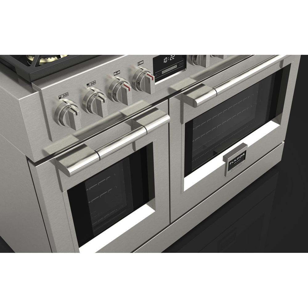 Fulgor Milano 48 in. 600 Series Pro All Gas Range with 6 Burners and Trilaminate Griddle in Stainless Steel (F6PGR486GS2)-