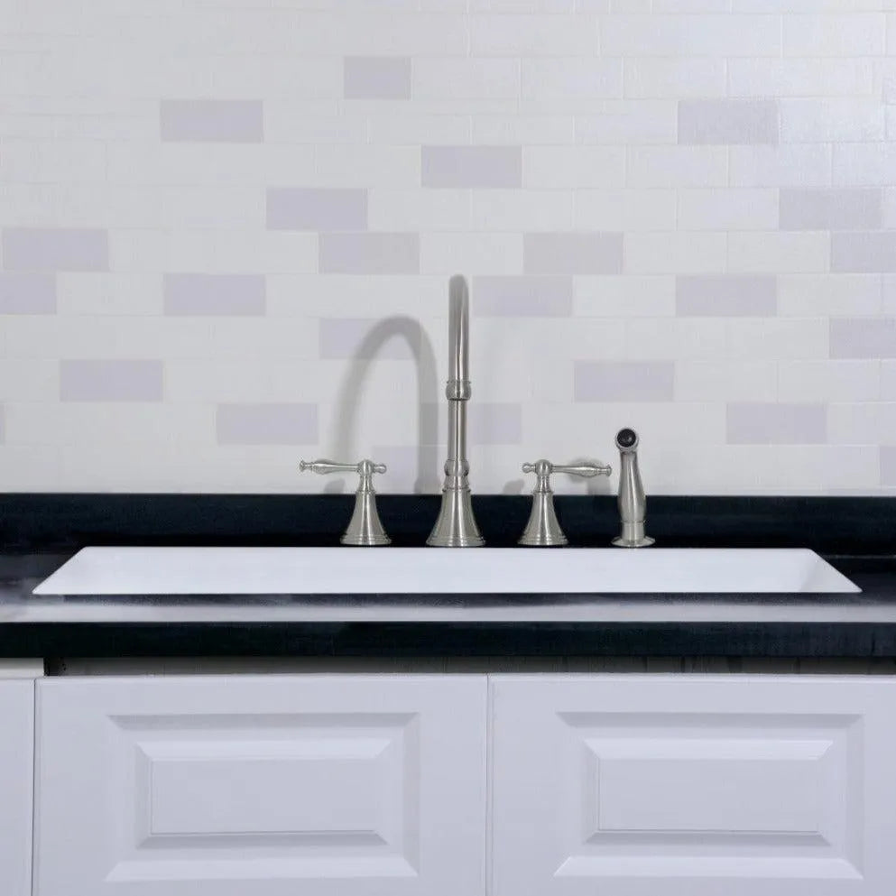 Kingston Brass Towne 36 in. Cast Iron Undermount Kitchen Sink, 4-Hole, White White