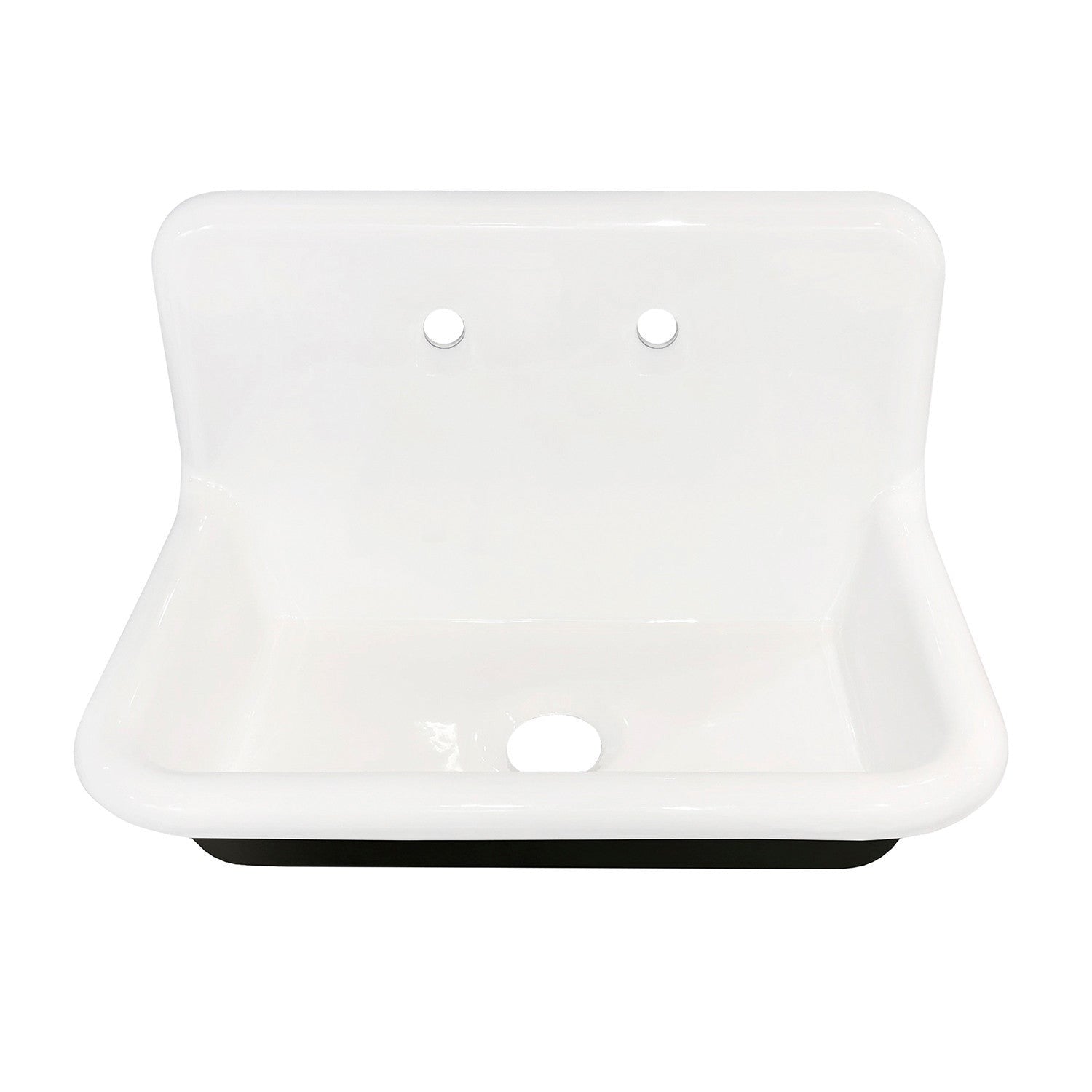 Kingston Brass 30 in. Cast Iron Single Bowl Wall Mount Sink, White (GCLWS302019)