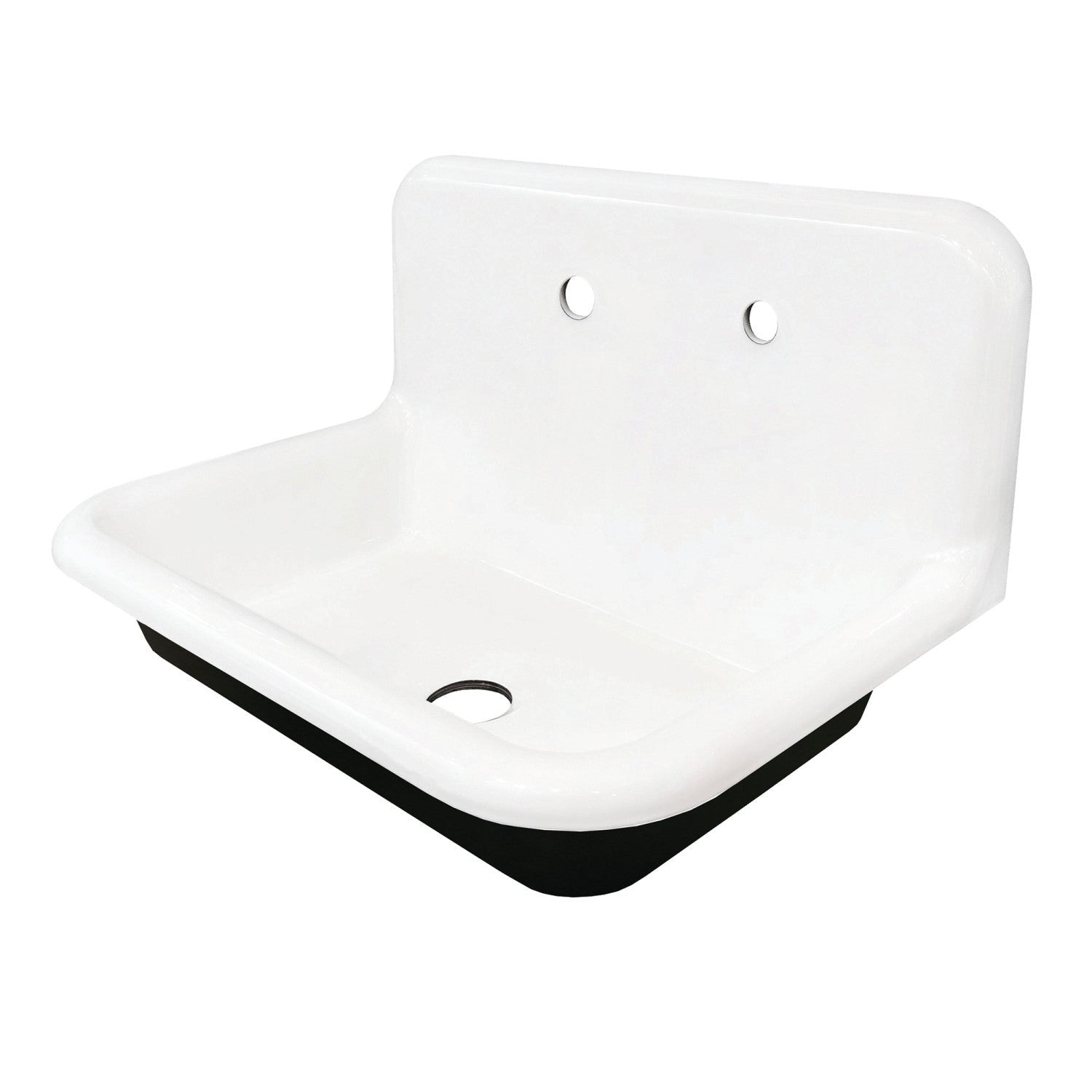 Kingston Brass 30 in. Cast Iron Single Bowl Wall Mount Sink, White (GCLWS302019)