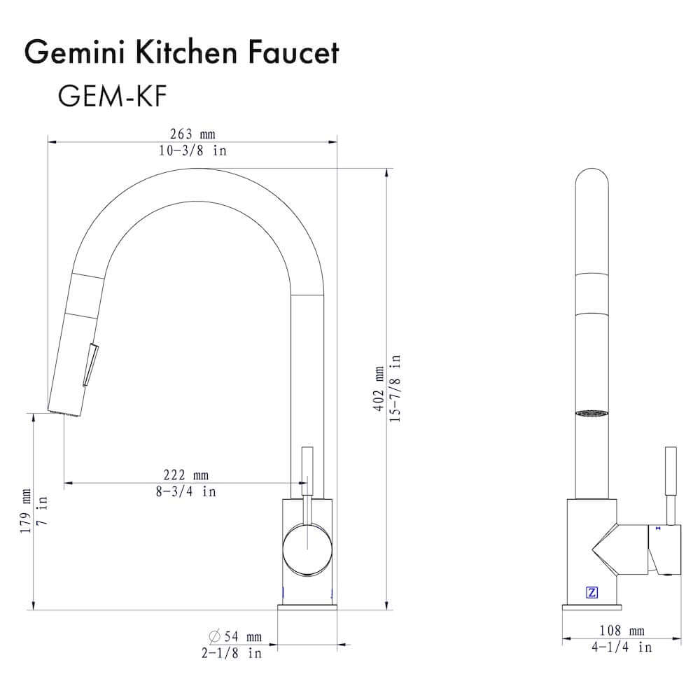 ZLINE Gemini Kitchen Faucet in Chrome (GEM-KF-CH)