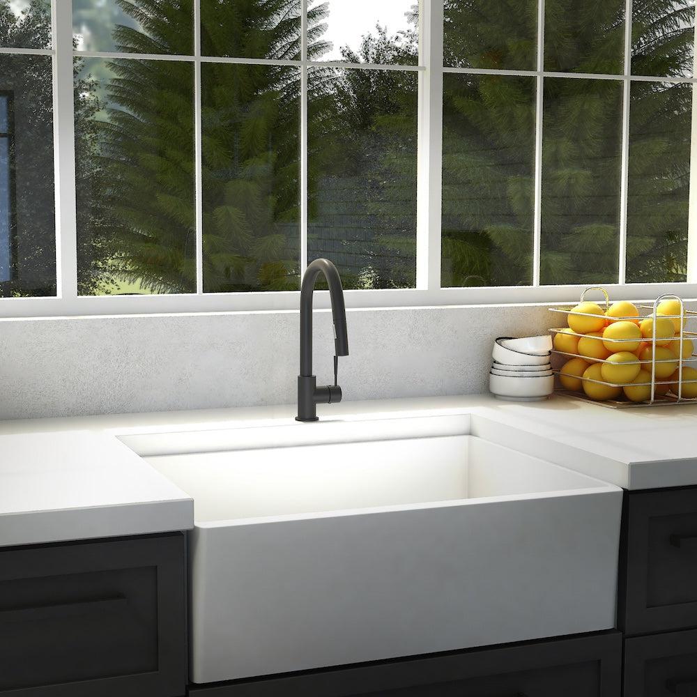 ZLINE Gemini Kitchen Faucet (GEM-KF) in a luxury kitchen.