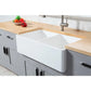 Kingston Brass 33 in. Solid Surface Double Bowl Farmhouse Kitchen Sink, Matte White (GKFA331810BCD) 