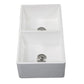 Kingston Brass 33 in. Solid Surface Double Bowl Farmhouse Kitchen Sink, Matte White (GKFA331810BCD) 