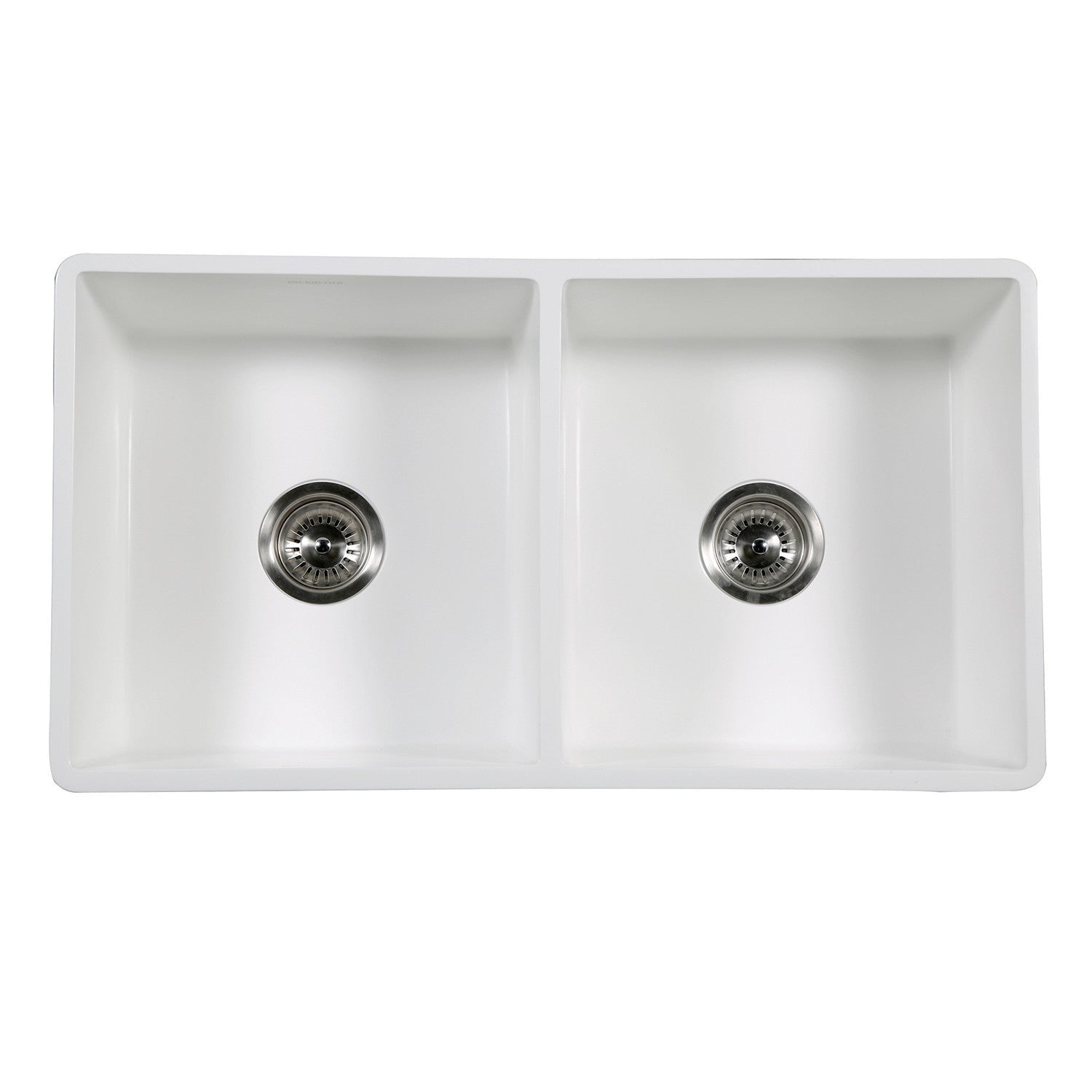 Kingston Brass 33 in. Solid Surface Double Bowl Farmhouse Kitchen Sink, Matte White (GKFA331810BCD)