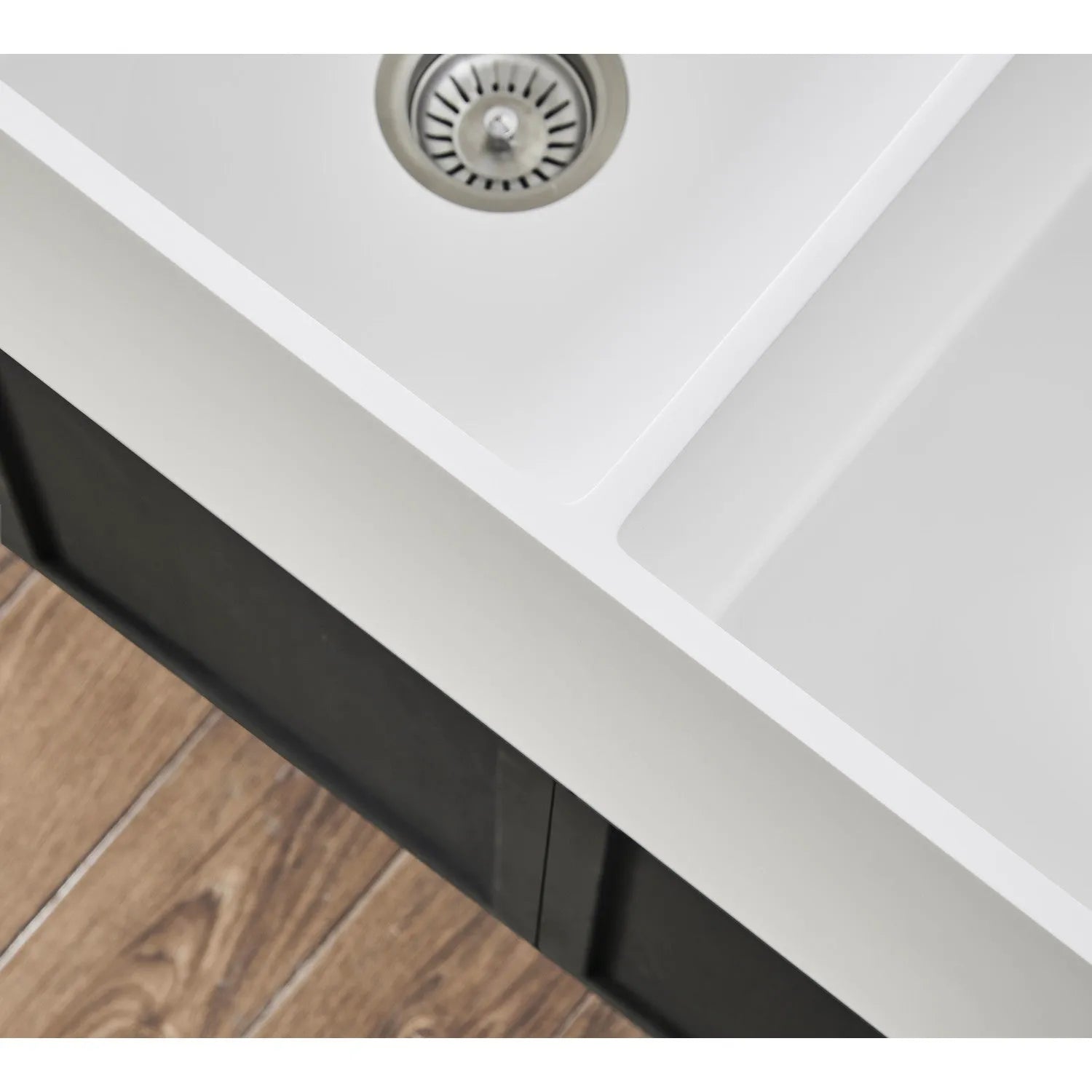 Kingston Brass 33 in. Solid Surface White Stone Apron-Front Double Bowl Farmhouse Kitchen Sink with Strainers in Matte White (GKFA331810BCD)