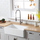 Kingston Brass 33 in. Solid Surface Matte Stone Apron Front Farmhouse Single Bowl Kitchen Sink, Matte White 