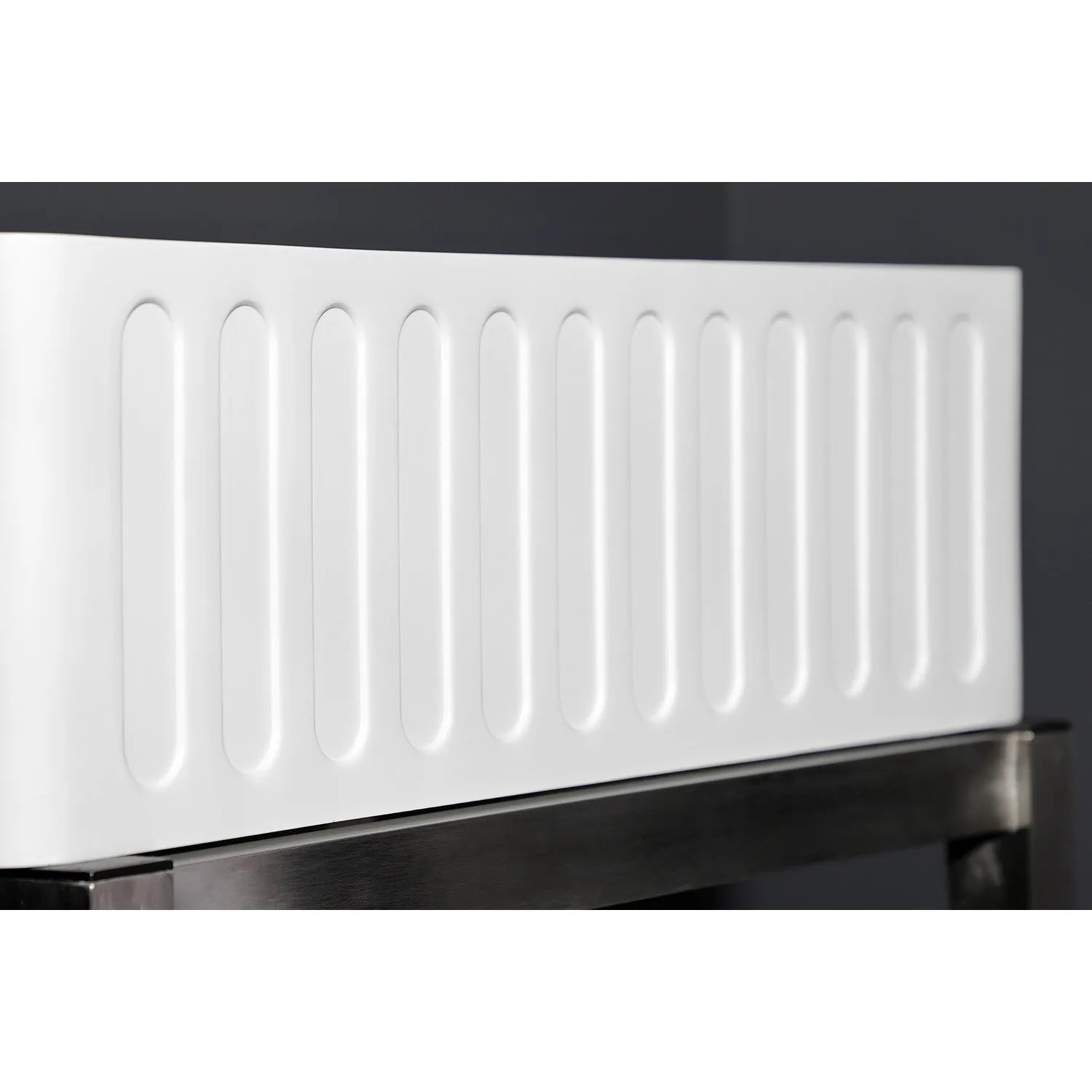 Kingston Brass 33 in. Solid Surface White Stone Apron-Front Single Bowl Farmhouse Kitchen Sink with Strainer in Matte White (GKFA331810RM)