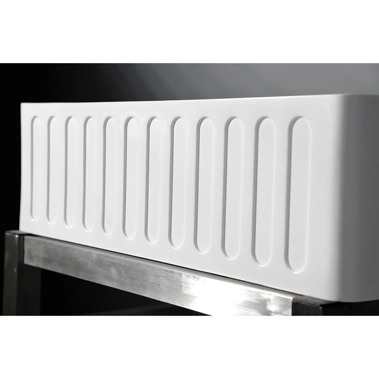 Kingston Brass 33 in. Solid Surface White Stone Apron-Front Single Bowl Farmhouse Kitchen Sink with Strainer in Matte White (GKFA331810RM)