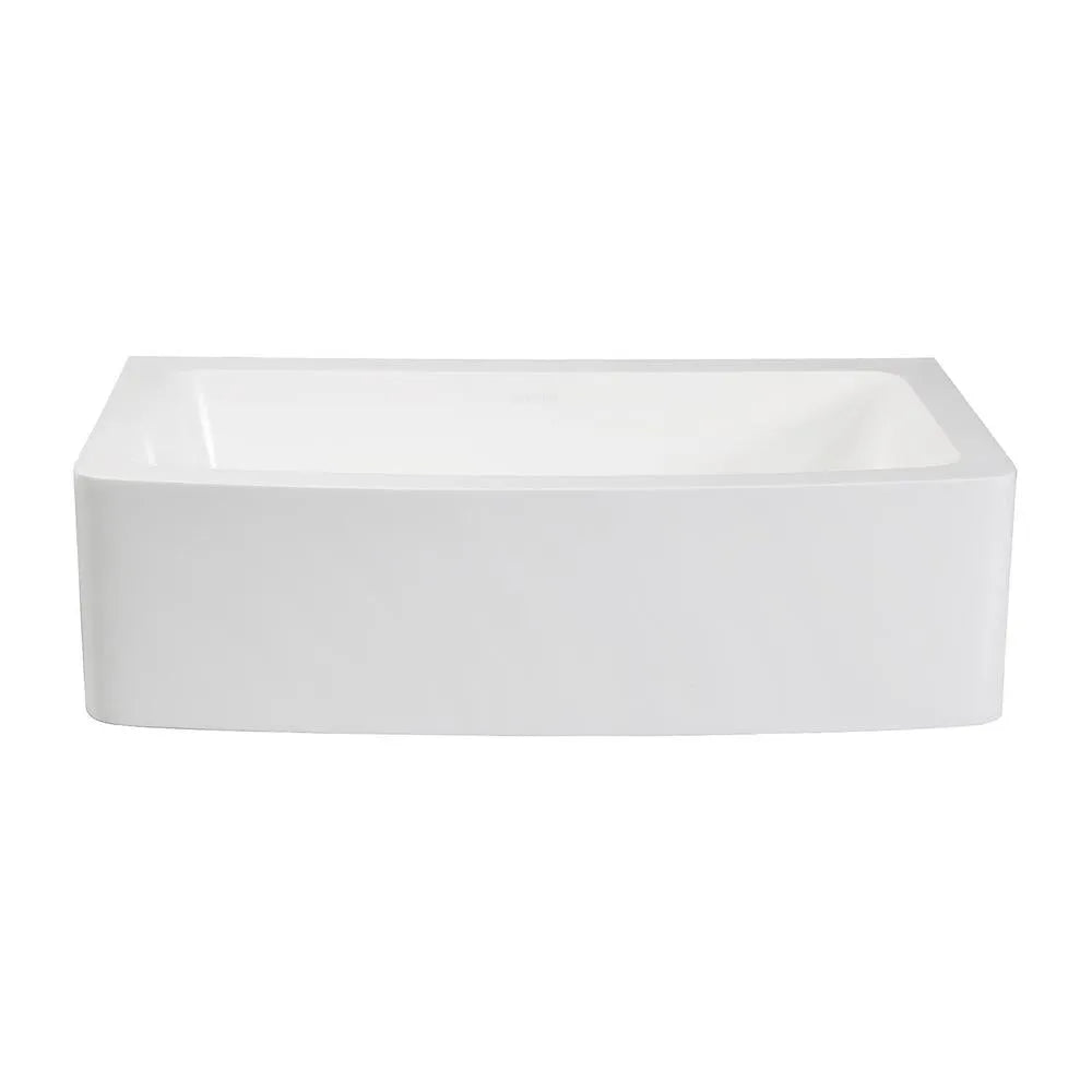 Kingston Brass Solid Surface 33 in. x 22 in. Farmhouse Single Bowl Kitchen Sink, Matte White Matte White