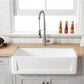 Kingston Brass 36 in. Solid Surface Matte Stone Apron Front Farmhouse Single Bowl Kitchen Sink in Matte White (GKFA361810SQ)