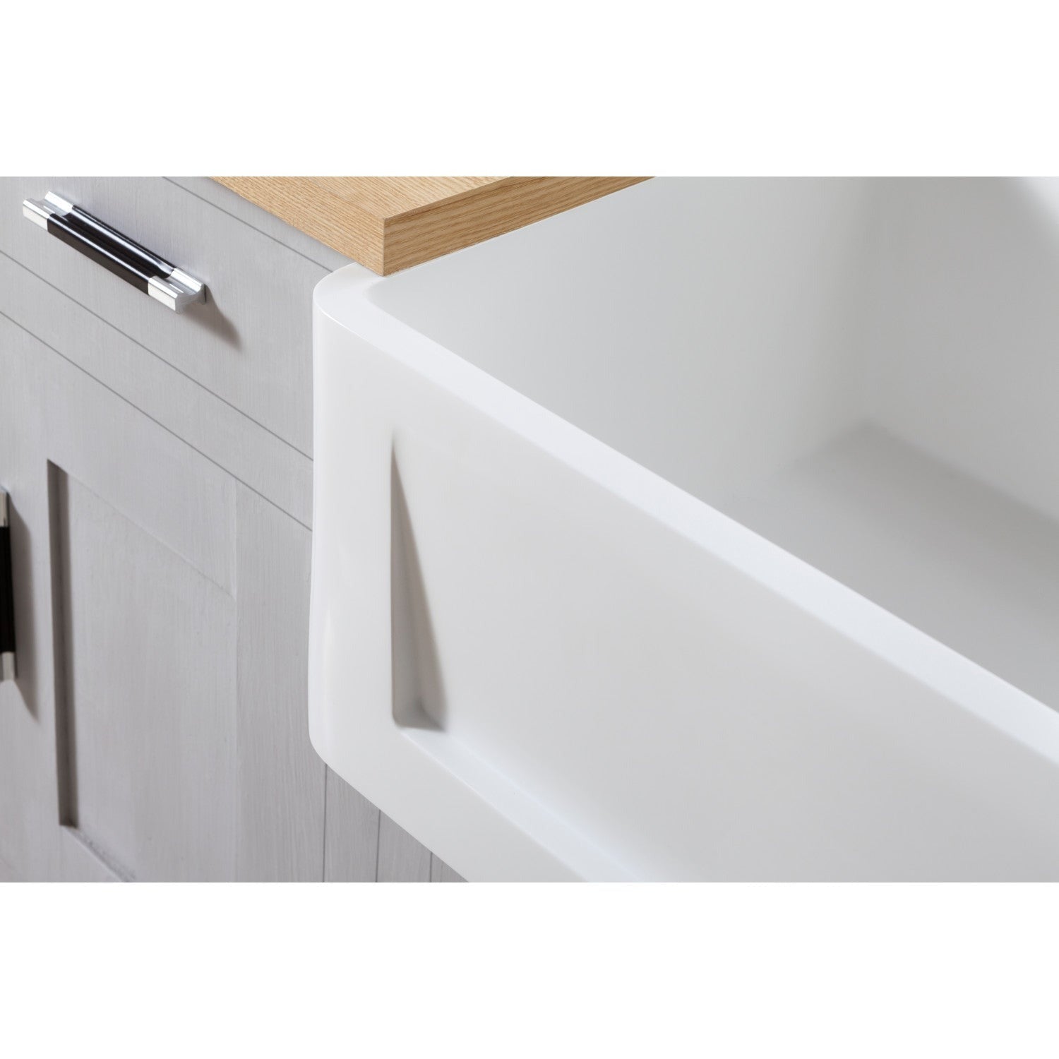 Kingston Brass 36 in. Solid Surface Matte Stone Apron Front Farmhouse Single Bowl Kitchen Sink, Matte White Matte White