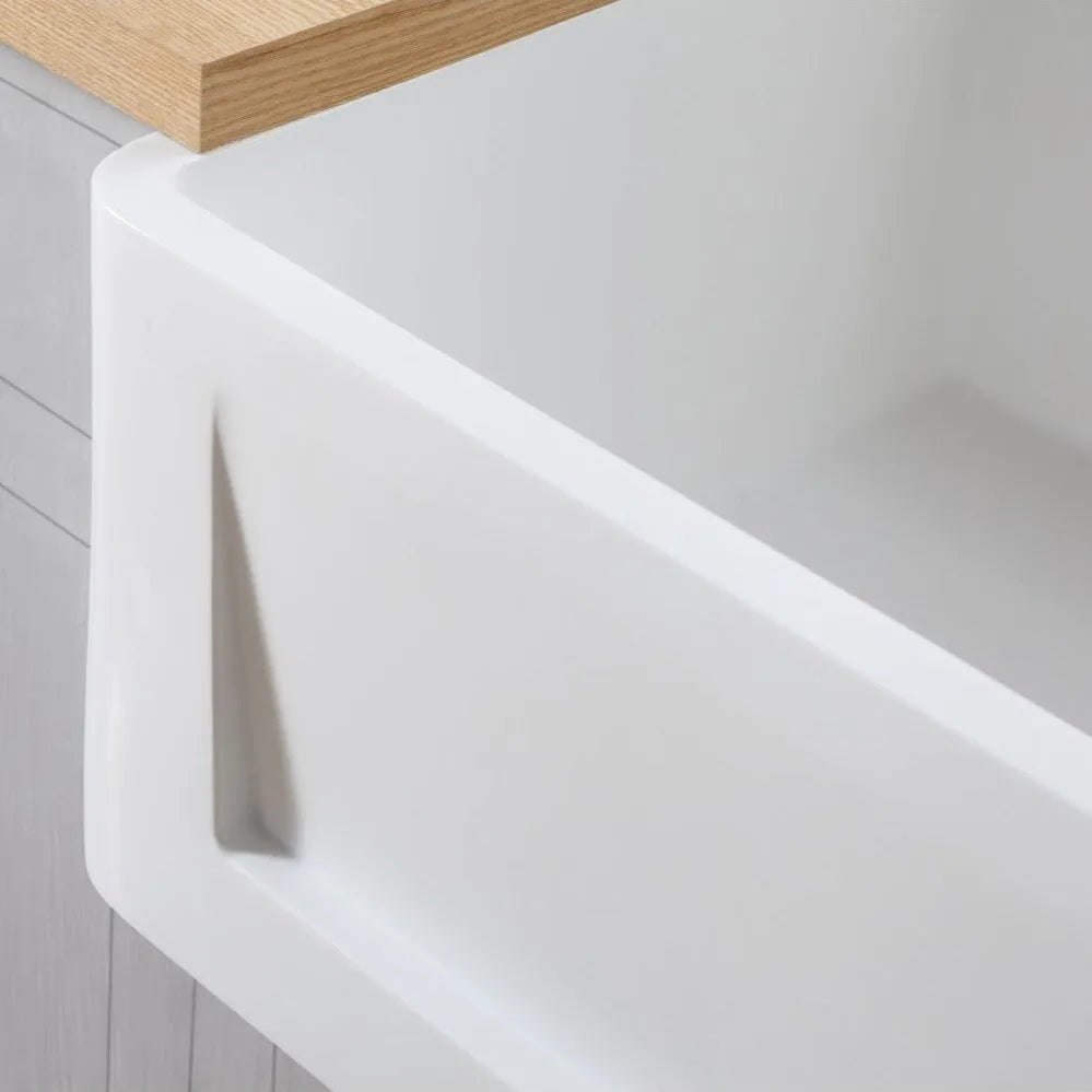 Kingston Brass 36 in. Solid Surface Matte Stone Apron Front Farmhouse Single Bowl Kitchen Sink in Matte White (GKFA361810SQ)