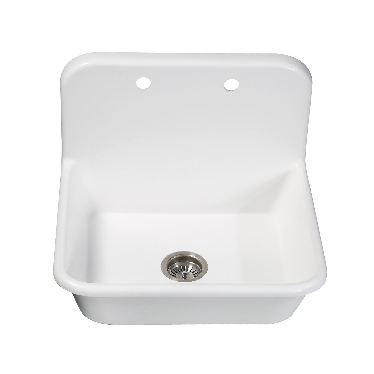 Kingston Brass Arcticstone 24 in. Solid Surface Farmhouse Kitchen Sink with Backsplash, Matte White (GKTA242119) Matte White