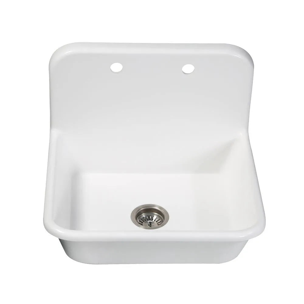 Kingston Brass Arcticstone 24 in. Solid Surface Farmhouse Kitchen Sink with Backsplash, Matte White (GKTA242119) Matte White