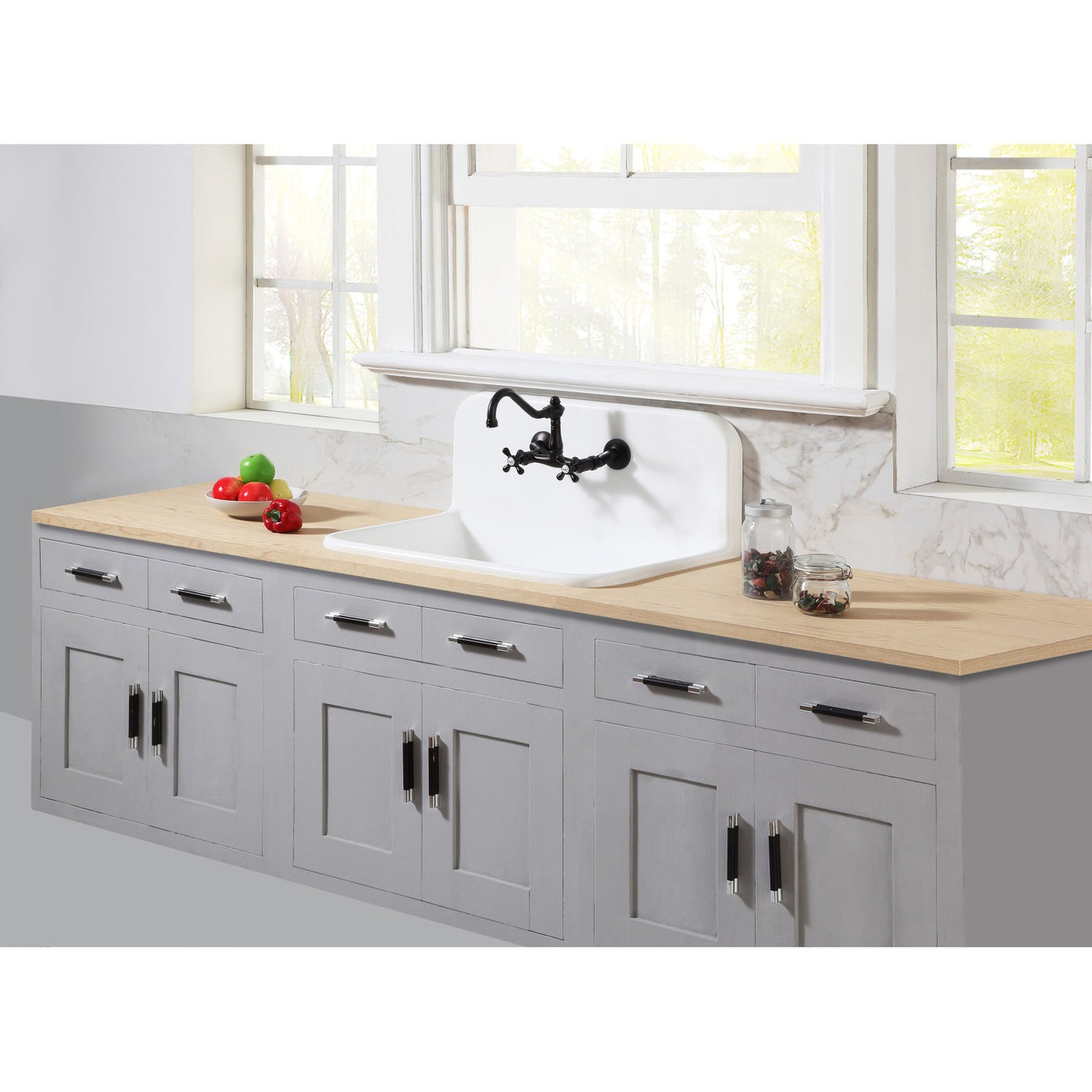 Kingston Brass Arcticstone 30 in. Solid Surface Top-Mount Kitchen Sink with Backsplash, Matte White (GKTA3020198) Matte White