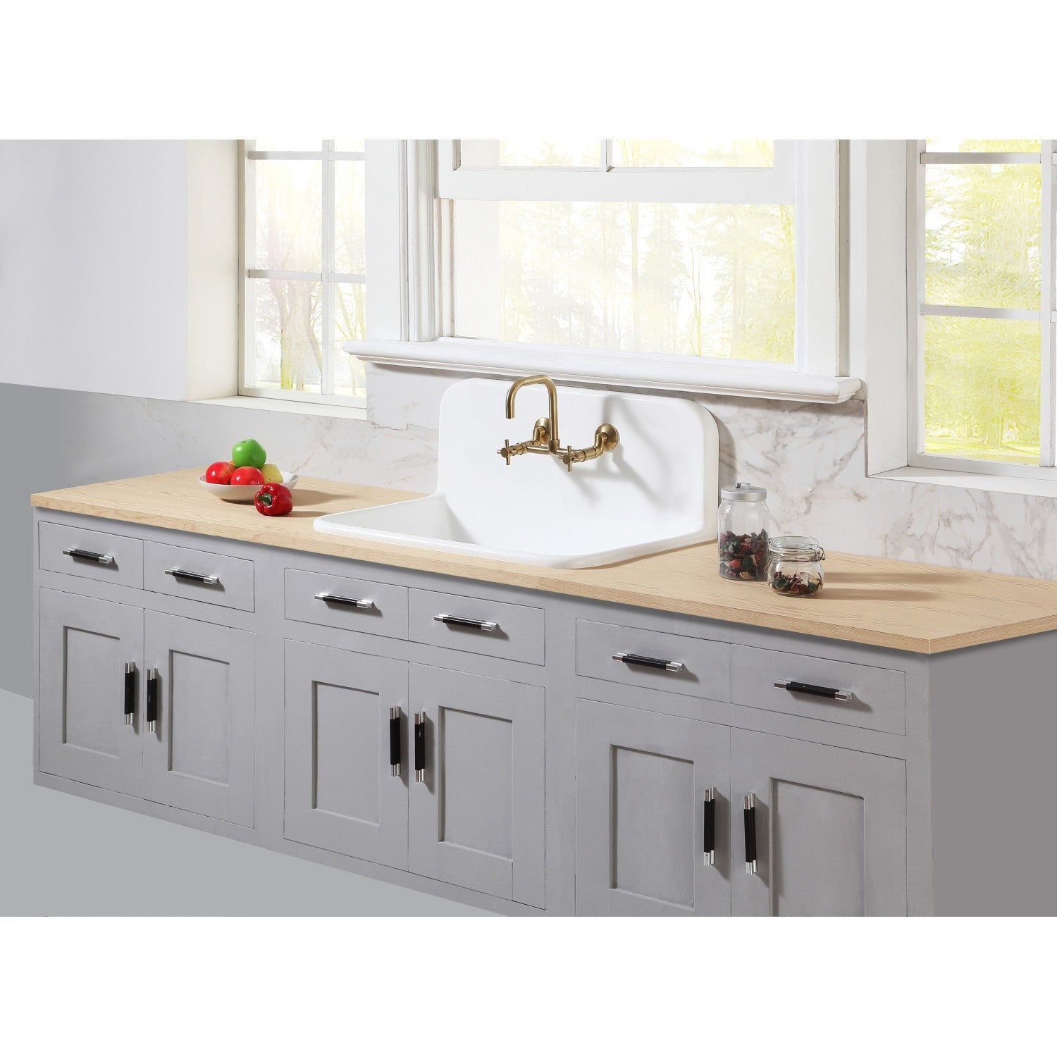 Kingston Brass Arcticstone 30 in. Solid Surface Farmhouse Kitchen Sink with Backsplash, Matte White (GKTA302119) Matte White