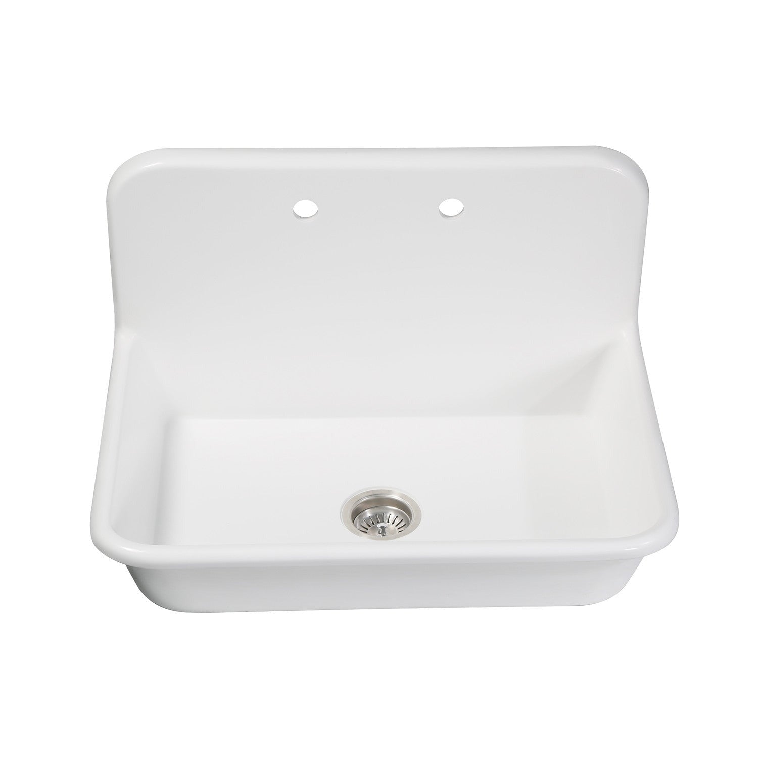 Kingston Brass Arcticstone 30 in. Solid Surface Farmhouse Kitchen Sink with Backsplash, Matte White (GKTA302119) Matte White