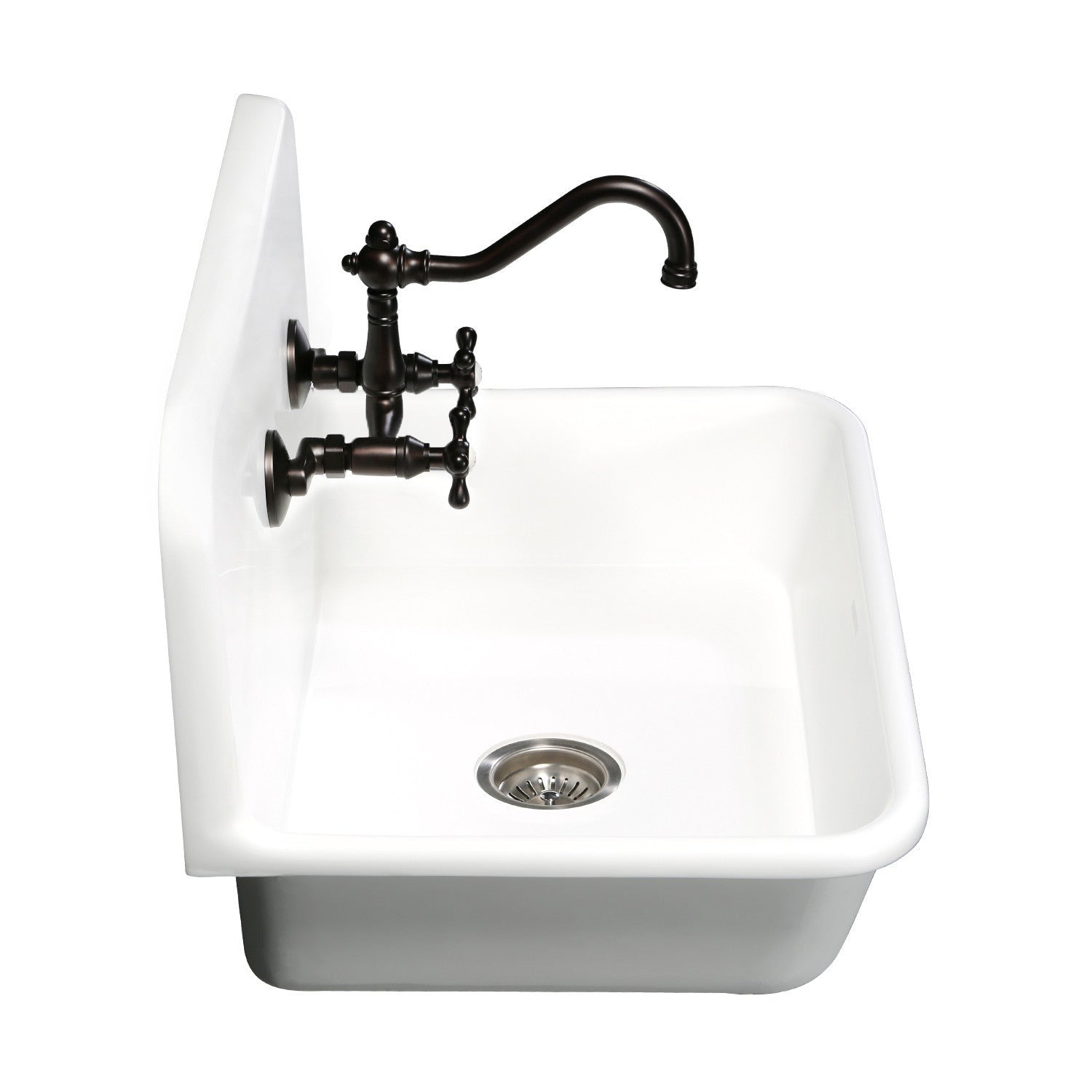 Kingston Brass Arcticstone 30 in. Solid Surface Farmhouse Kitchen Sink with Backsplash, Matte White (GKTA302119) Matte White