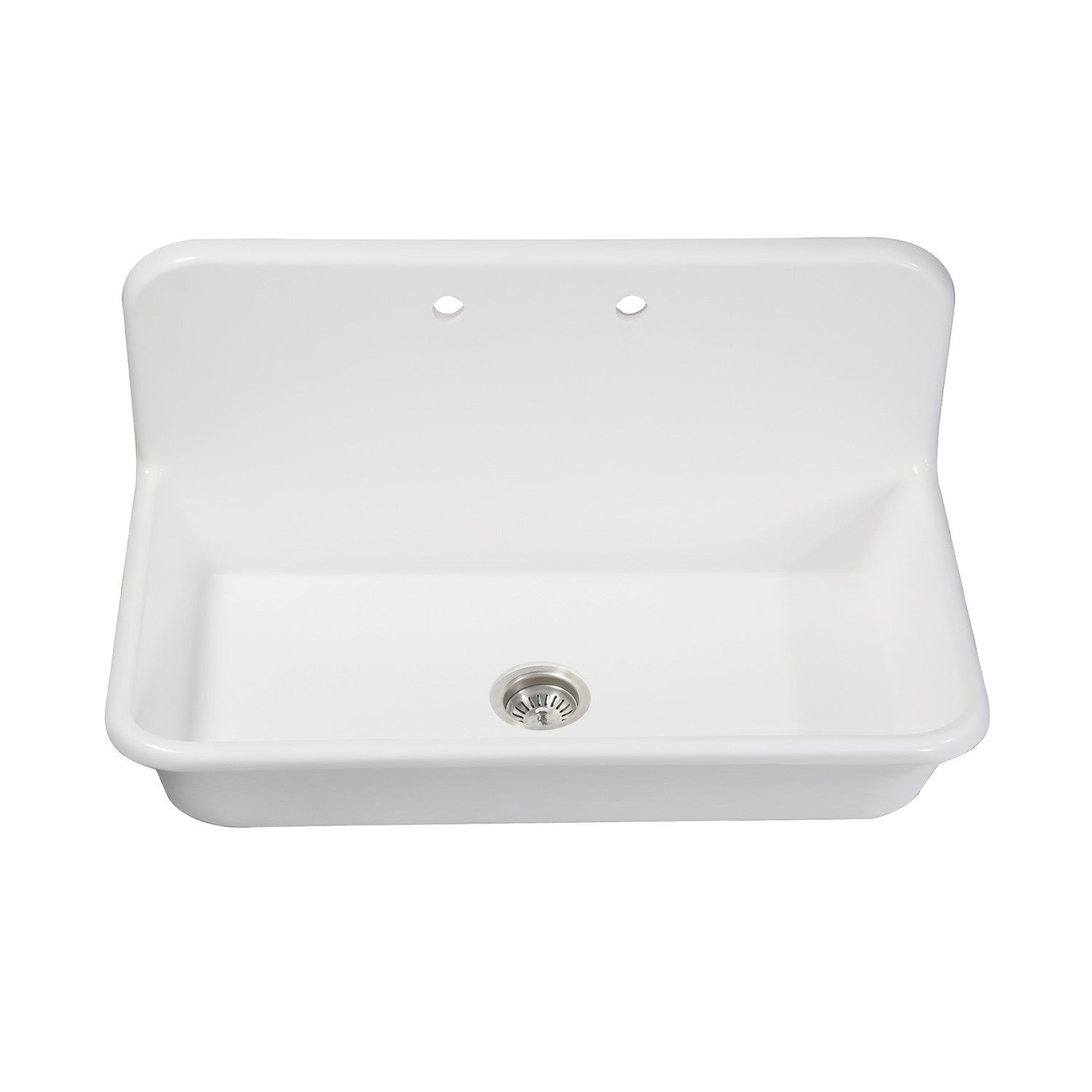 Kingston Brass Arcticstone 36 in. Solid Surface Farmhouse Kitchen Sink with Backsplash, Matte White (GKTA362119) Matte White