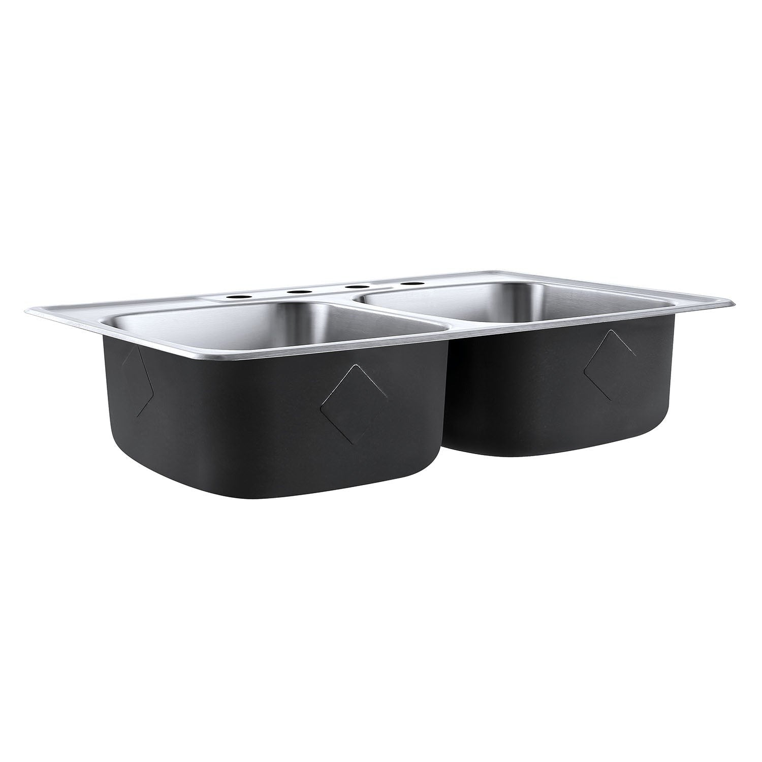 Kingston Brass 33 in. Drop-in Double Bowl Kitchen Sink, Brushed (GKTD33228) Brushed