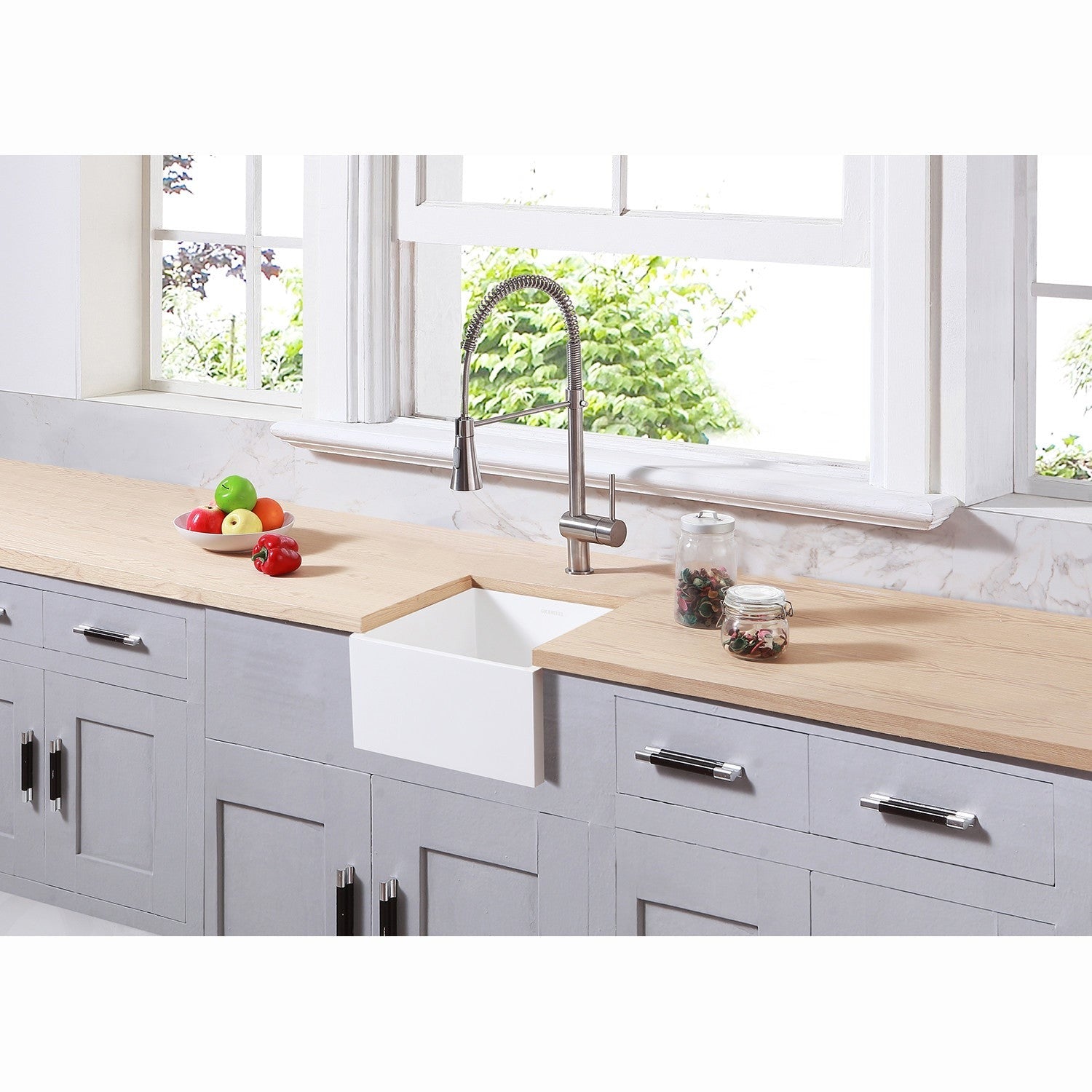 Kingston Brass Arcticstone 15 in. Undermount Solid-Surface Square Single Bowl Bar Sink with Drain, Matte White (GKUSA15158) Matte White