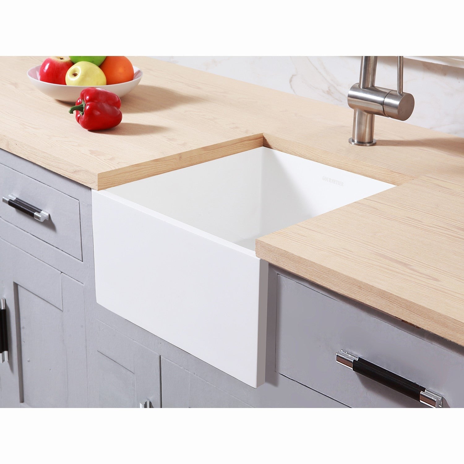 Kingston Brass Arcticstone 15 in. Undermount Solid-Surface Square Single Bowl Bar Sink with Drain, Matte White (GKUSA15158) Matte White