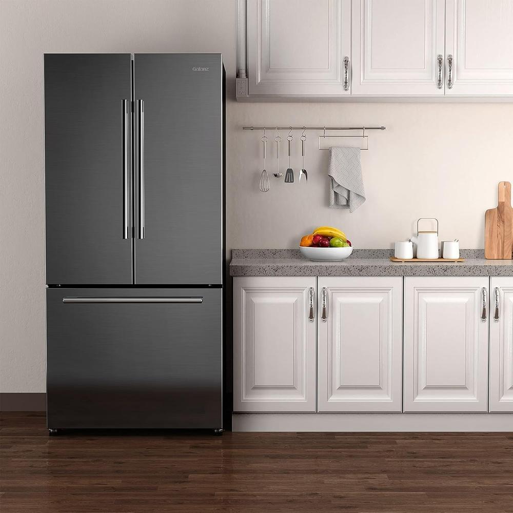 Galanz 33 in. 18-Cu. Ft Counter Depth 3-Door French Door Refrigerator In Stainless (GLR18FS5S16) 