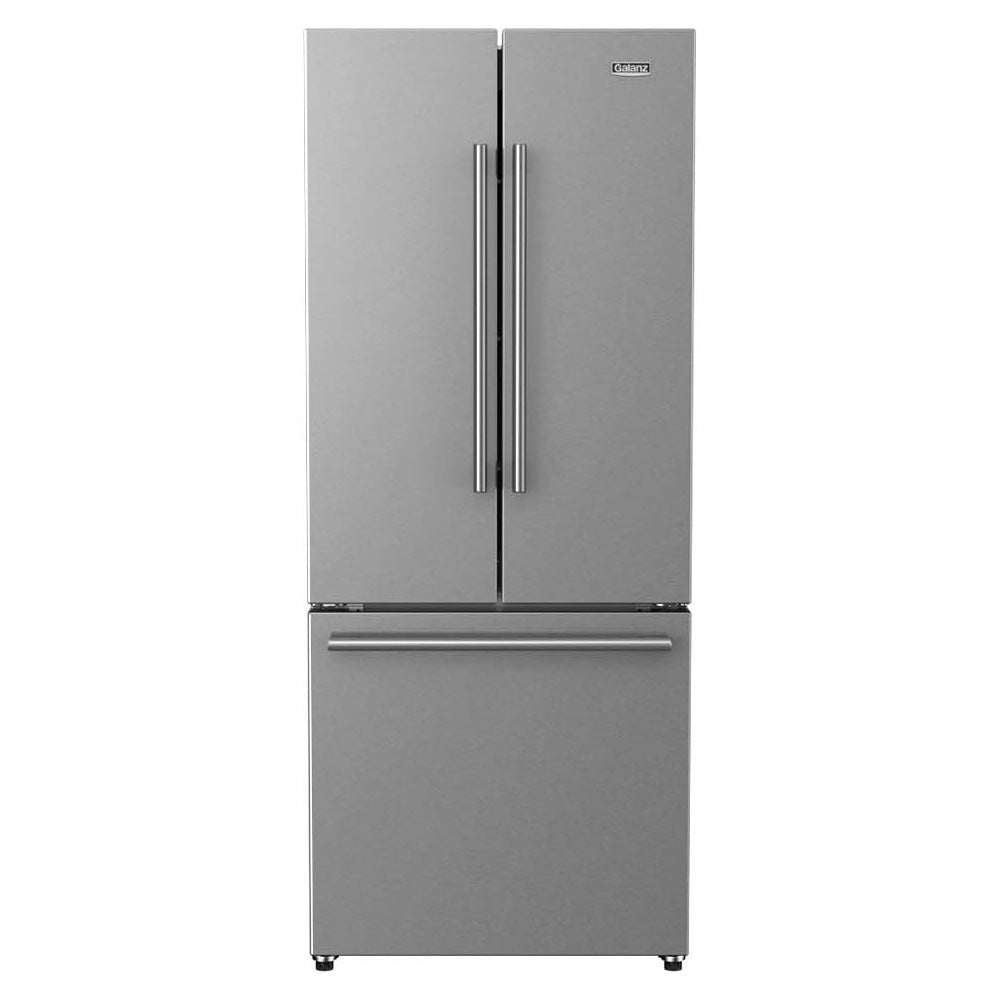 Galanz 16 Cu. Ft. 3-Door French Door Refrigerator with Ice Maker In Stainless Steel (GLR16FS2K16) front