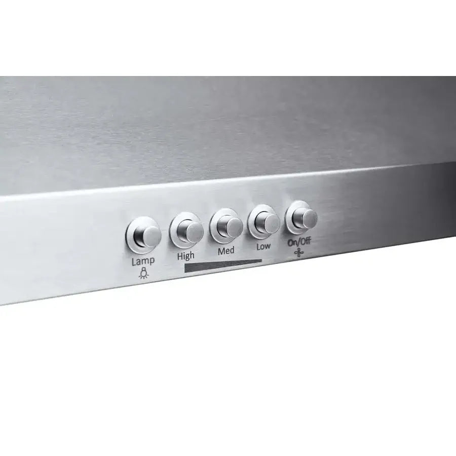 Hauslane Chef 30 in. Ducted Stainless Steel Under Cabinet Range Hood (UC-C100SS-30) button controls.