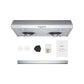 Hauslane Chef 30 in. Ducted Stainless Steel Under Cabinet Range Hood (UC-C100SS-30) with included parts and hardware.