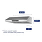 Hauslane Chef 30 in. Ducted Stainless Steel Under Cabinet Range Hood (UC-PS10SS-30) dimensional diagram with measurements.