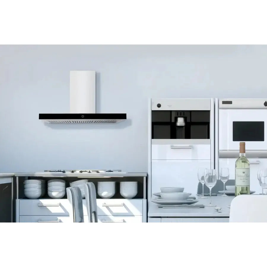 Hauslane Chef Convertible Stainless Steel Wall-Mount Range Hood (WM-739SS) lifestyle, in a modern kitchen.