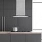 Hauslane Chef Convertible Stainless Steel Island Mount Range Hood (IS-200SS) lifestyle, in a modern kitchen.