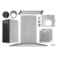 Hauslane Chef Convertible Stainless Steel Island Mount Range Hood (IS-200SS) with included parts and hardware.