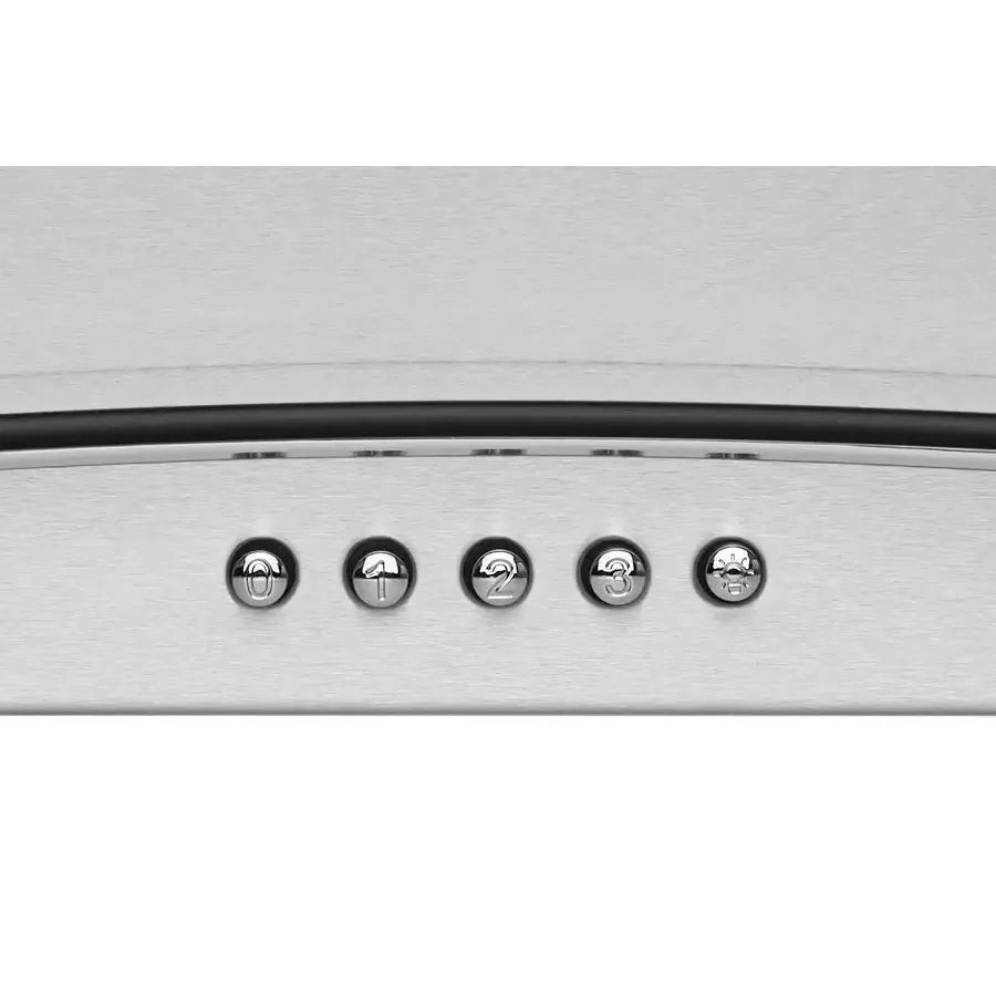 Hauslane Chef Convertible Stainless Steel Wall Mount Range Hood with Size Options (WM-600SS) close-up, button controls.