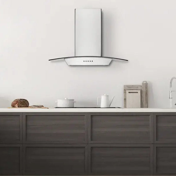Hauslane Chef Convertible Stainless Steel Wall Mount Range Hood (WM-630SS) lifestyle, in a modern kitchen.