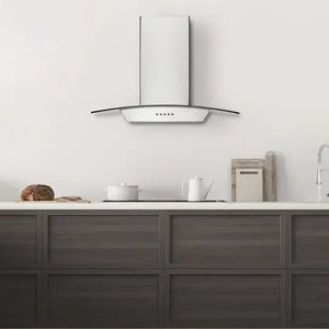 Hauslane Chef Convertible Stainless Steel Wall Mount Range Hood (WM-630SS) lifestyle, in a modern kitchen.