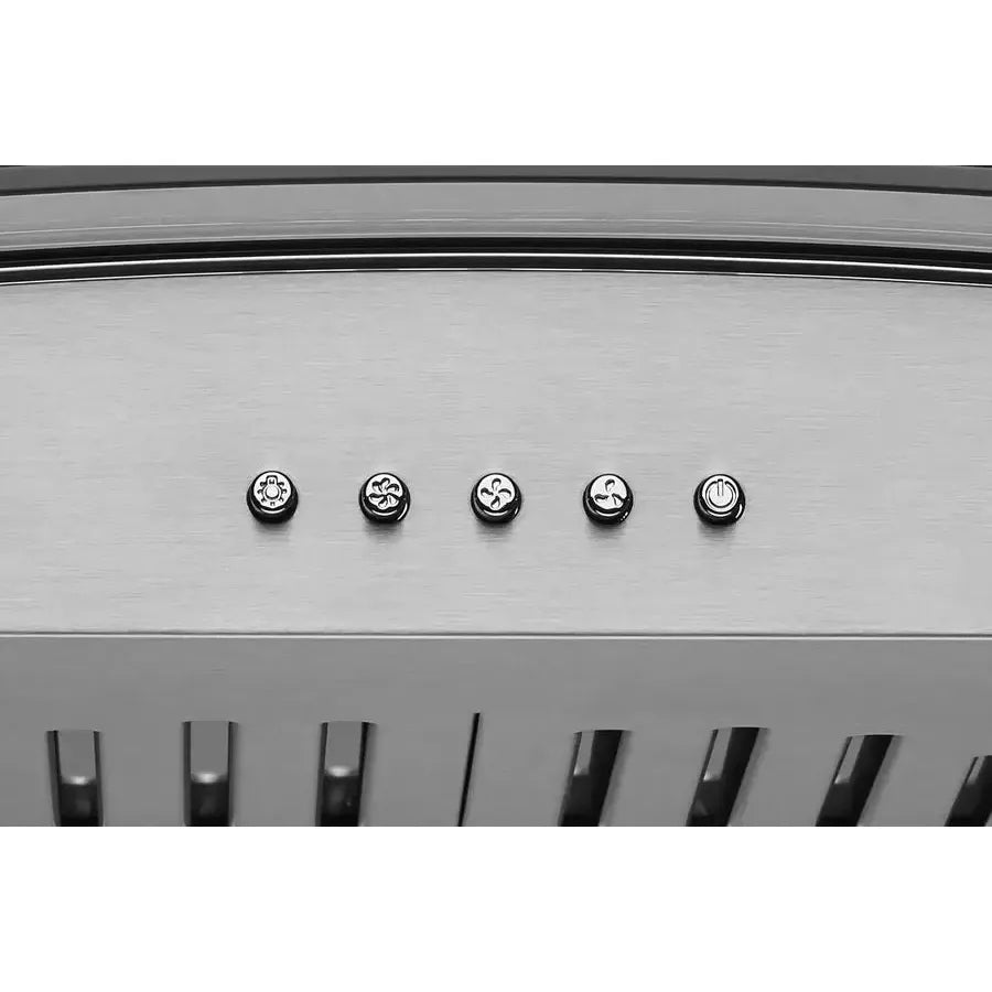 Hauslane Chef Convertible Stainless Steel Wall Mount Range Hood (WM-630SS) close-up, button controls.