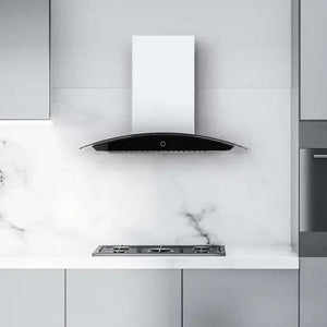 Hauslane Chef Convertible Stainless Steel Wall Mount Range Hood (WM-639SS) lifestyle, in a modern kitchen.