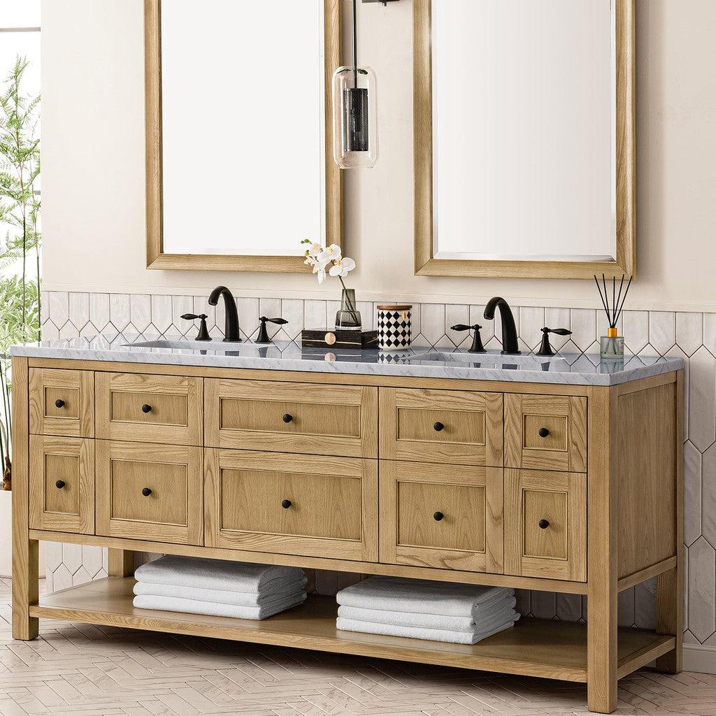 James Martin Vanities Breckenridge Collection 72 in. Double Vanity in Light Natural Oak with Countertop Options